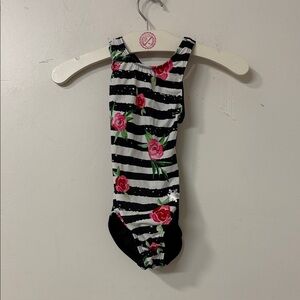 Charming Floral Striped Kids Bodysuit leotard